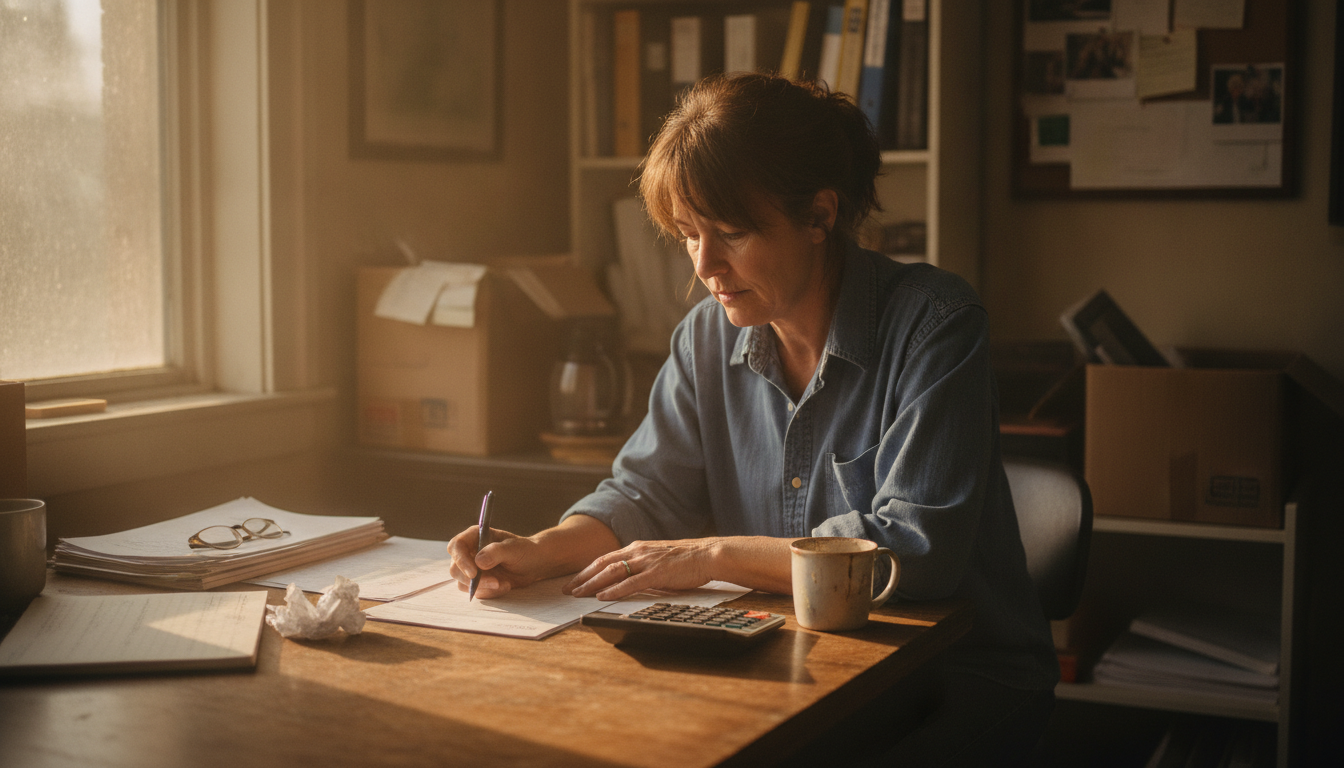 A hand reviewing a merchant account statement showing held funds